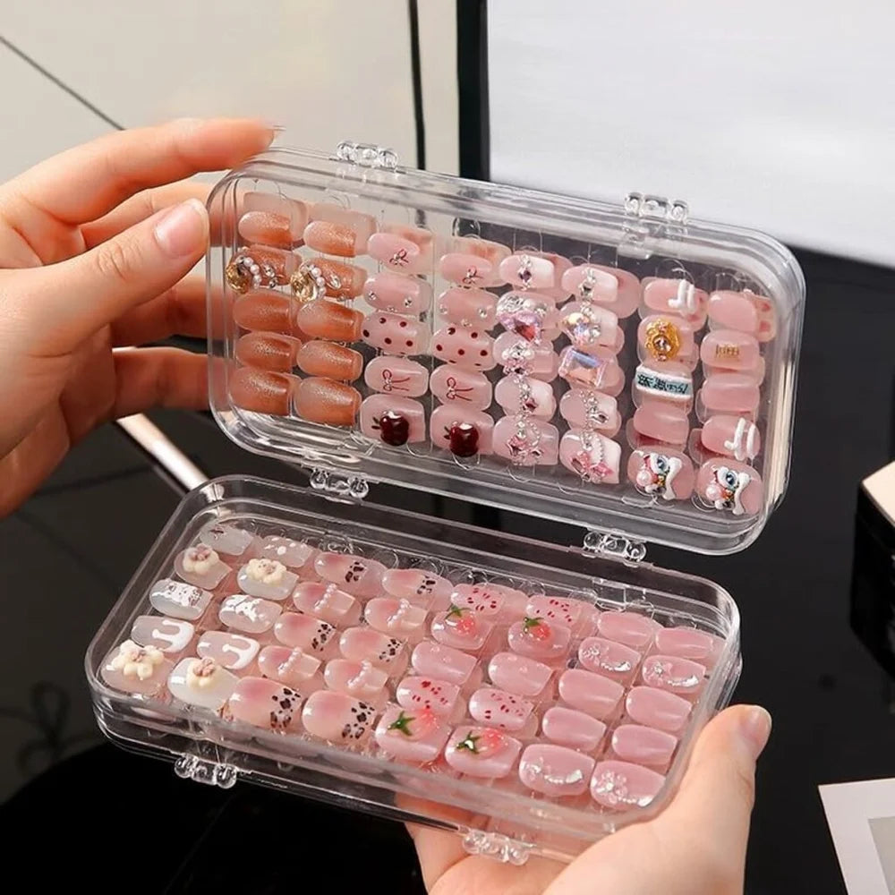 ZYOZ 3 Fold Transparent Nail Organizer Case, Portable Nail Storage Box With Multiple Compartments For Nail Art Tools, Ideal For Jewelry, Travel & Home Use Main image