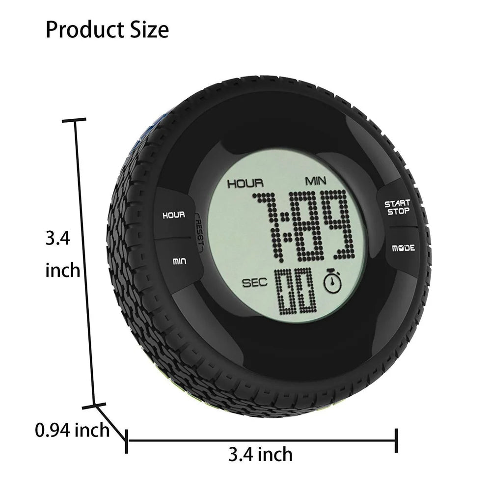 Waterproof Tire Shape Electronic Digital Alarm Clock Timer with Fridge Magnet random colour
