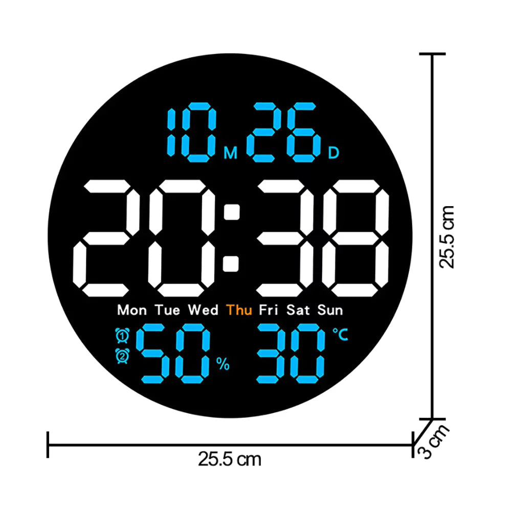 Large Digital Wall Clock Timer, Remote Controll, 2 Alarms, LED Display,Temperature for Living Room, Bedroom, Desk, Mounted, Gift for Elderly (Hexa Black) Secondary image