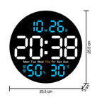 Large Digital Wall Clock Timer, Remote Controll, 2 Alarms, LED Display,Temperature for Living Room, Bedroom, Desk, Mounted, Gift for Elderly (Hexa Black)
