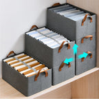 Storage Bag Without Lid (Grey) – Foldable Canvas Wardrobe Organiser, Stackable Steel Frame Storage Bin for Clothes, Bedding, Saree, Blanket & Closet (1)