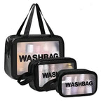 Waterproof Makeup Pouch Bag for Women Travel Kit Washbag Pink Faux Leather, Traveling Cosmetics, Brushes & Accessories Box Toiletry Organiser with Clear Window, Set of 3