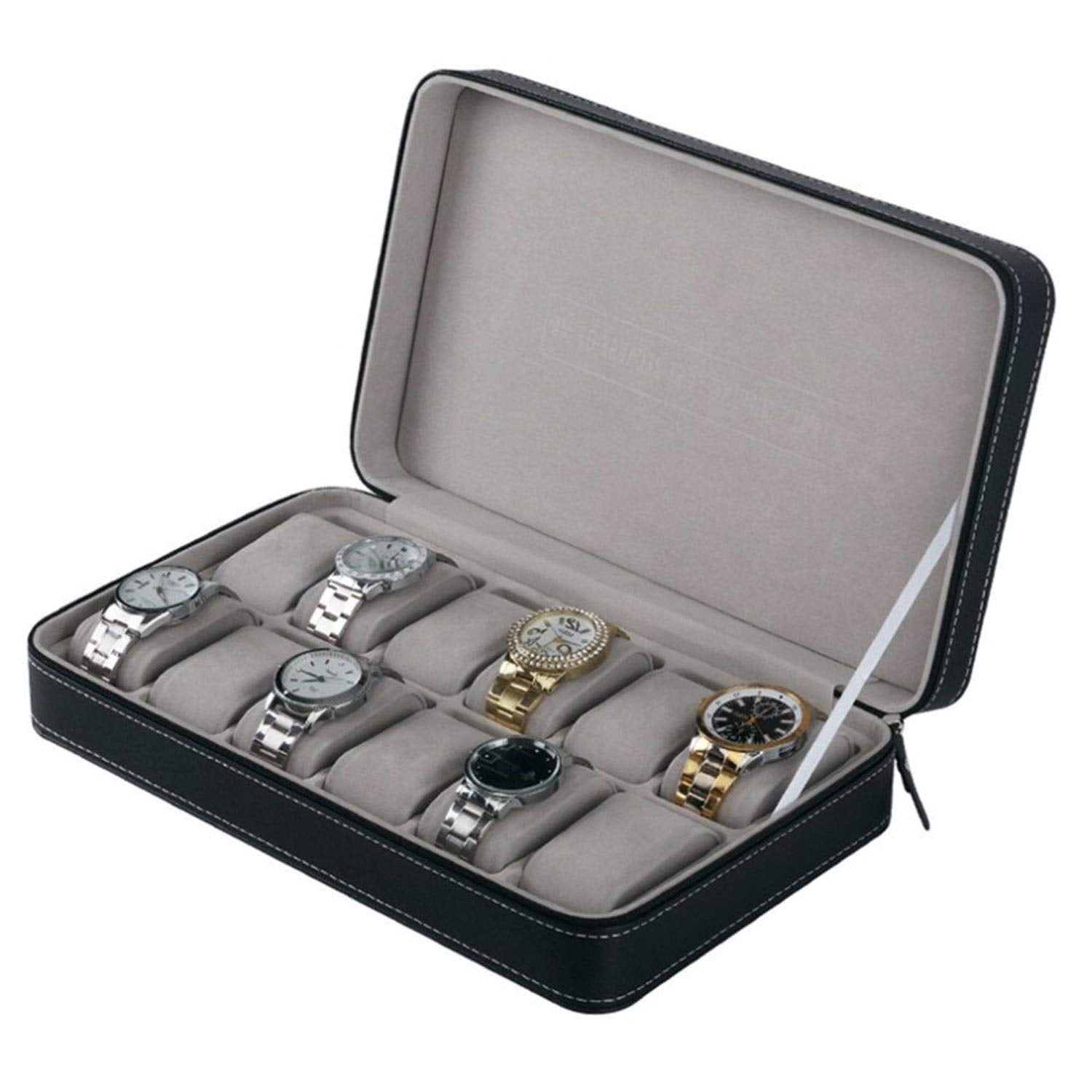 Styleys Watch Box 12 Slots Travel Watch Storage Case Zipper Wristwatch Organizer Box Organizer