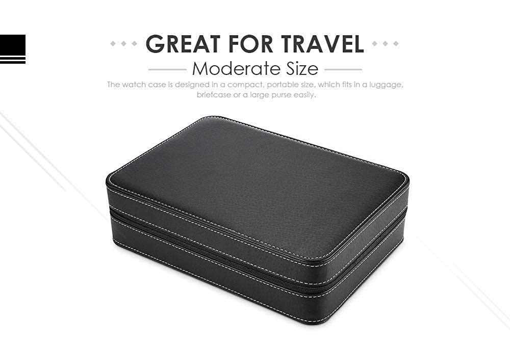 Styleys Watch Box 12 Slots Travel Watch Storage Case Zipper Wristwatch Organizer Box Organizer