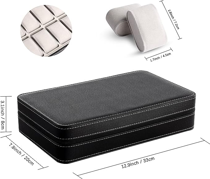 ZYOZ Styleys Watch Box 12 Slots Travel Watch Storage Case Zipper Wristwatch Organizer Box Organizer
