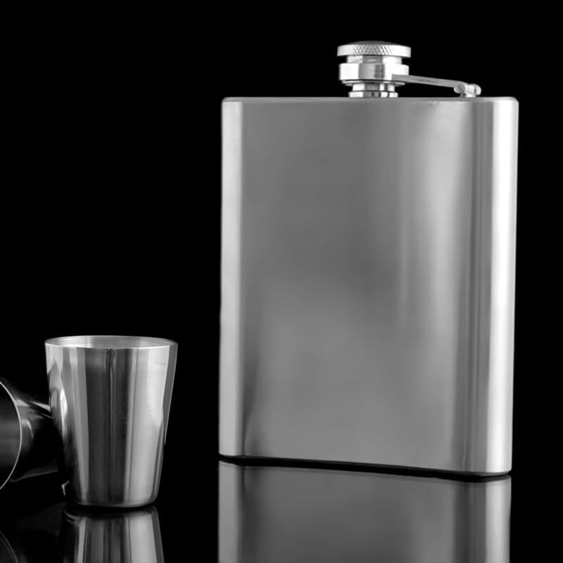ZYOZ Stainless Steel 8Oz  Liquor Hip Flask and Wine Whiskey Vodka Alcohol Drinks Pocket Bottle for Men Women ( 7 OZ) Main image